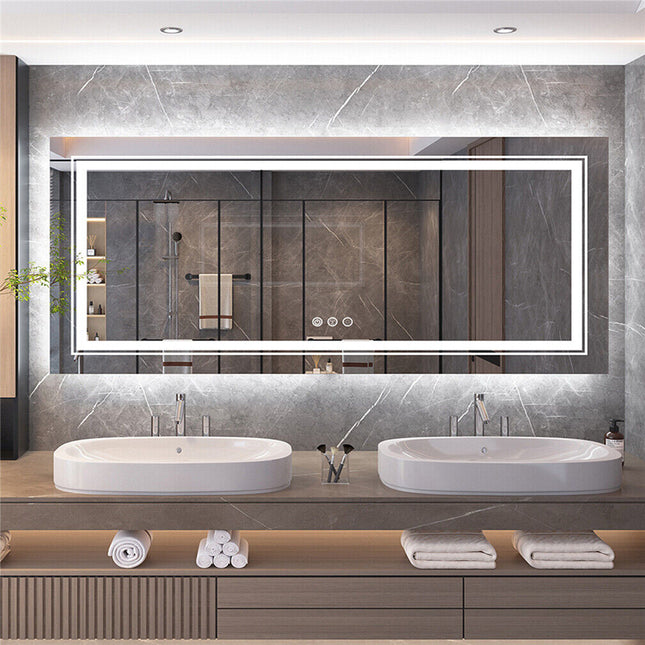Interior Ave - 120 x 80cm Rectangle Frameless LED Bathroom Mirror.