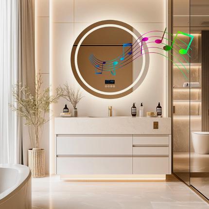 Interior Ave - 80cm Round Frameless LED Bathroom Mirror – Bluetooth.
