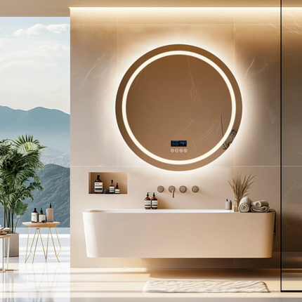 Interior Ave - 80cm Round Frameless LED Bathroom Mirror – Bluetooth.