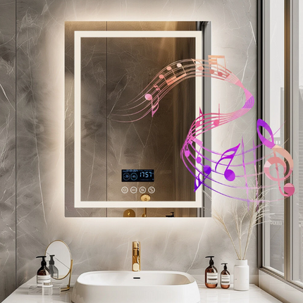 Interior Ave - 70 x 90cm Rectangle Frameless LED Bathroom Mirror – Bluetooth.