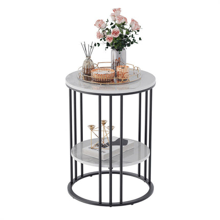 Interior Ave - Cleo Black Two Shelf Stone Side Table.