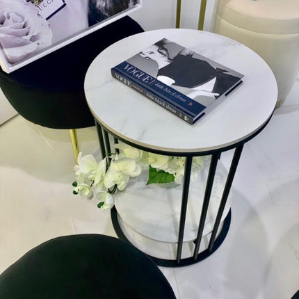 Interior Ave - Cleo Black Two Shelf Stone Side Table.