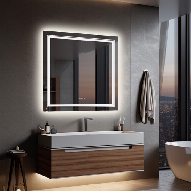Interior Ave - 80 x 80cm Square Frameless LED Bathroom Mirror.