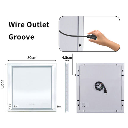 Interior Ave - 80 x 80cm Square Frameless LED Bathroom Mirror.