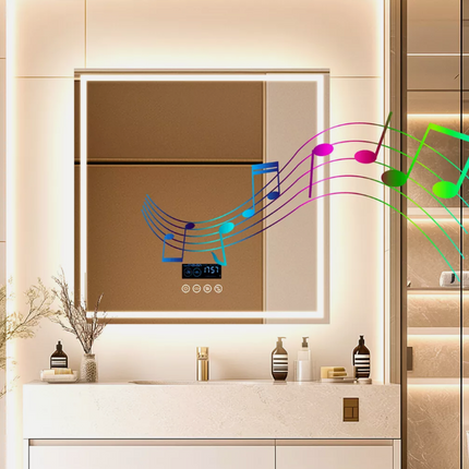 Interior Ave - 80 x 80cm Square Frameless LED Bathroom Mirror – Bluetooth.