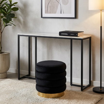 Interior Ave - Stone Marble Console - Marble & Black.