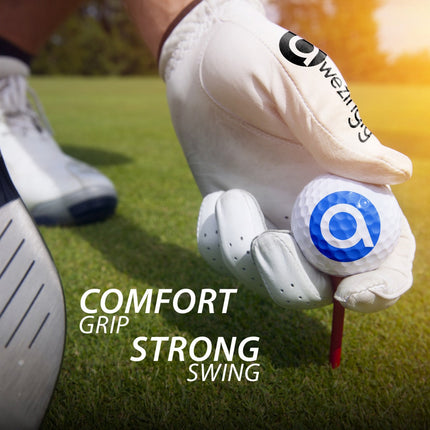 Awezingly Premium Quality Cabretta Leather Golf Glove for Men - White (L).