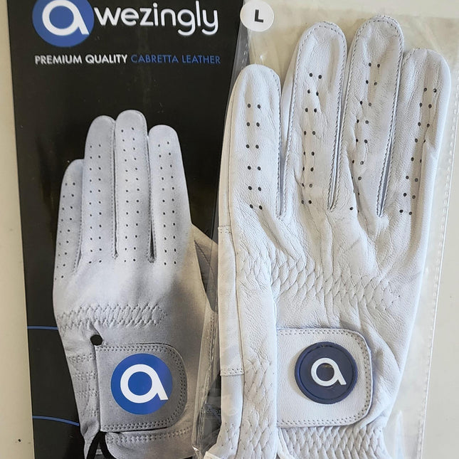 Awezingly Premium Quality Cabretta Leather Golf Glove for Men - White (XL).