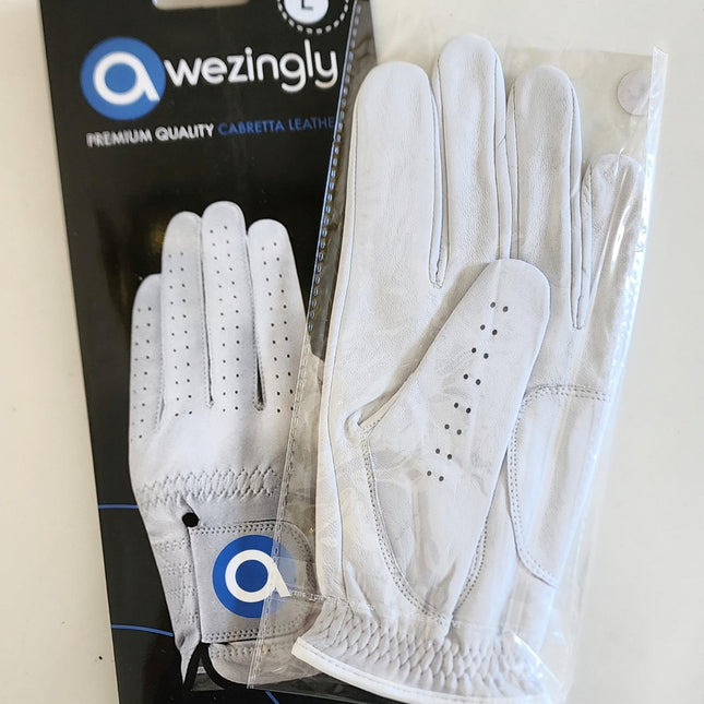 Awezingly Premium Quality Cabretta Leather Golf Glove for Men - White (XL).