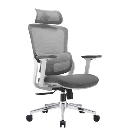Elena High Back Fabric Seat Ergonomic Office Chair In Grey.
