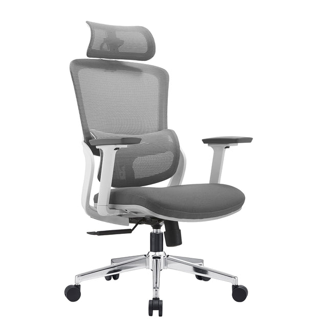 Elena High Back Fabric Seat Ergonomic Office Chair In Grey.