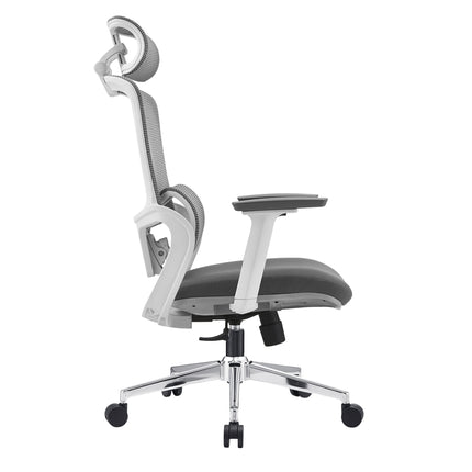 Elena High Back Fabric Seat Ergonomic Office Chair In Grey.