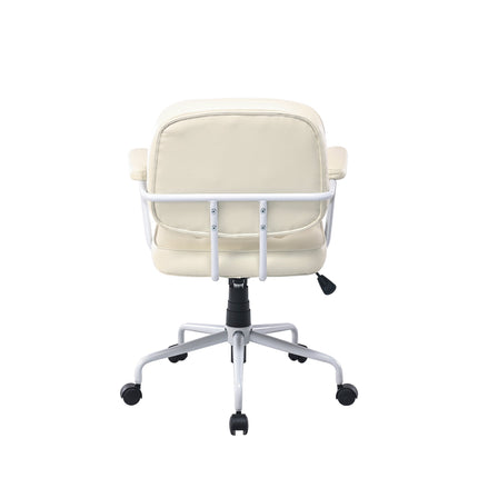 Louise White Frame Faux Leather Home Office Chair in Beige.