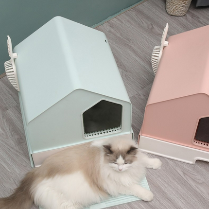 Petwiz Enclosed Cat Litter Box House – Green.