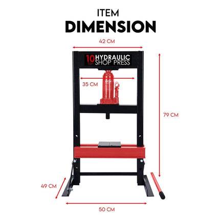 10 Ton Hydraulic Shop Press Workshop Jack Bending Stand H-Frame Tool Stand.