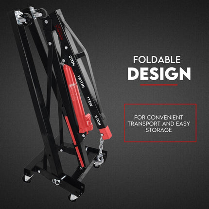 2 Ton Hydraulic Engine Crane Folding Hoist Stand Mobile Lifter Workshop Lift.