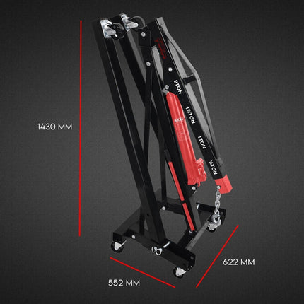 2 Ton Hydraulic Engine Crane Folding Hoist Stand Mobile Lifter Workshop Lift.