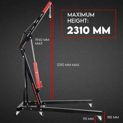 2 Ton Hydraulic Engine Crane Folding Hoist Stand Mobile Lifter Workshop Lift.