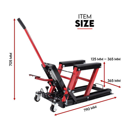 Low Profile Motorcycle ATV 680kg Motorbike Hydraulic Jack Stand Tie Down.