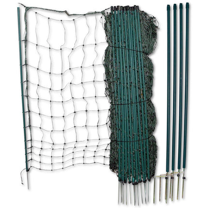 Electric Chicken Netting 60m x 115cm Green Double Prong Poultry Mesh Fence.
