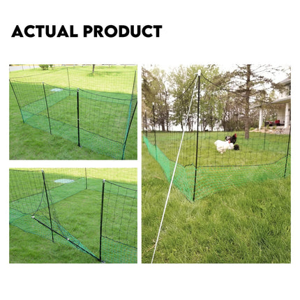 Electric Chicken Netting 60m x 115cm Green Double Prong Poultry Mesh Fence.