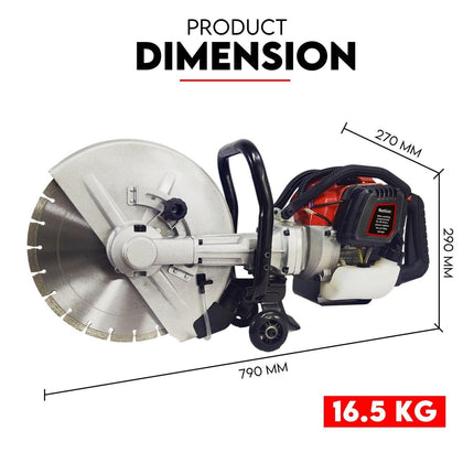 75CC Petrol Demolition Saw Concrete Cut Off Wet Demo Cutter Road Brick 350MM.