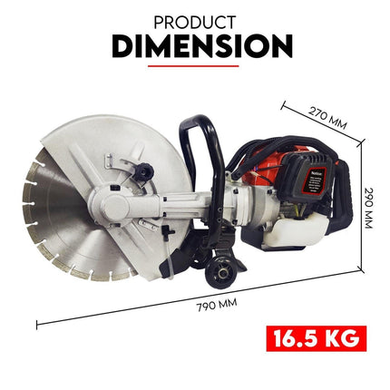 Petrol Demolition Saw 75CC Concrete Cut Off Wet Demo Road Cutter Brick 350MM.