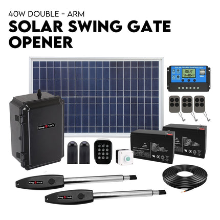 Full Solar Automatic 40W Double Swing Gate Opener Remote Keypad Control.