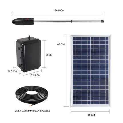 Full Solar Automatic 40W Double Swing Gate Opener Remote Keypad Control.