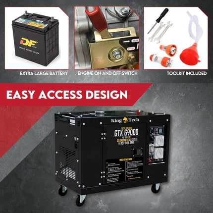 KINGTECH 8.4kW Max 6kW Rated Diesel Generator Single Phase.