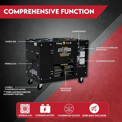 KINGTECH 8.4kW Max 6kW Rated Diesel Generator Single Phase.