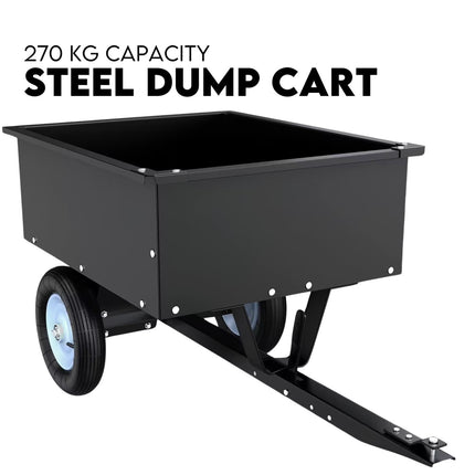 270kg Steel Dump Cart for Ride on Mower ATV Metal Garden Trailer.