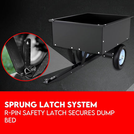 270kg Steel Dump Cart for Ride on Mower ATV Metal Garden Trailer.