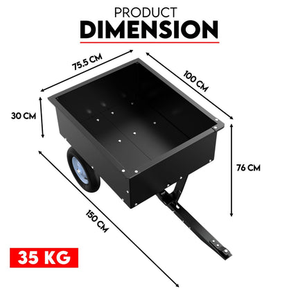 270kg Steel Dump Cart for Ride on Mower ATV Metal Garden Trailer.