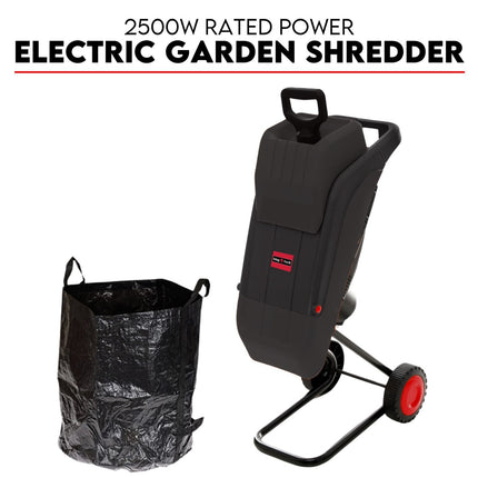 2500W Electric Garden Mulcher Shredder Portable Wood Chipper on Wheels w/ bag.