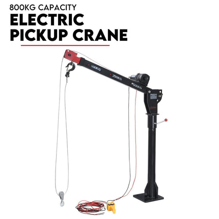 800kg Electric Hoist Winch Crane 12V Swivel Car Truck UTE Lift 360° Pick up.