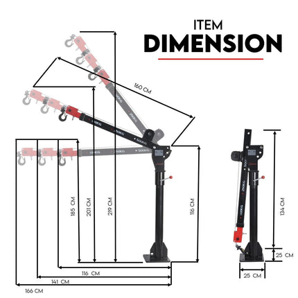 800kg Electric Hoist Winch Crane 12V Swivel Car Truck UTE Lift 360° Pick up.