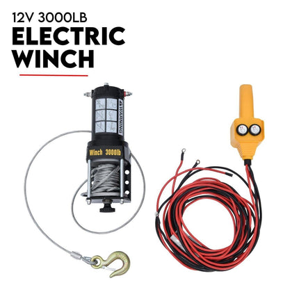 800kg Electric Hoist Winch Crane 12V Swivel Car Truck UTE Lift 360° Pick Up.
