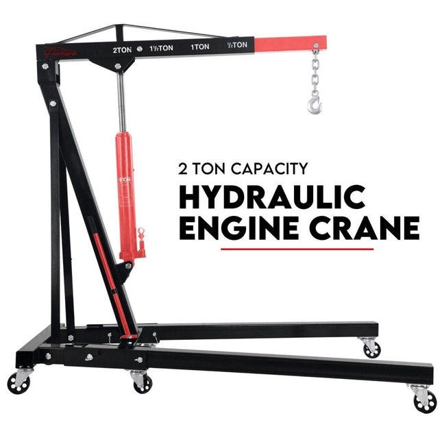 2 Ton Hydraulic Engine Crane Folding Hoist Stand Mobile Garage Workshop.
