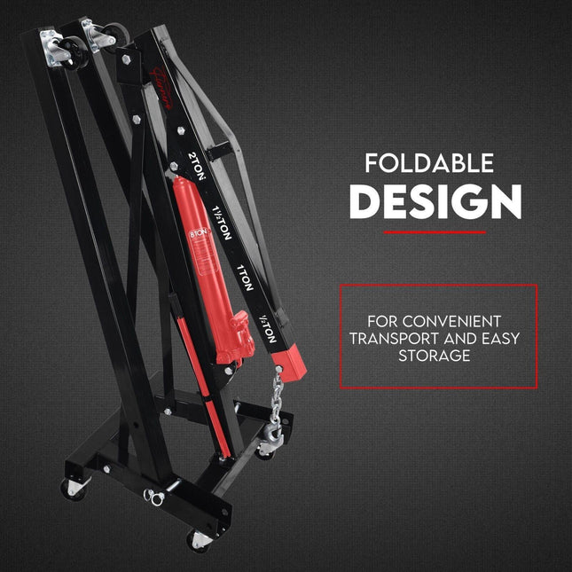 2 Ton Hydraulic Engine Crane Folding Hoist Stand Mobile Garage Workshop.