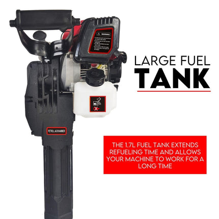 2 Stroke Petrol Demolition Jackhammer Concrete Tile Breaker 52cc Jack Hammer.