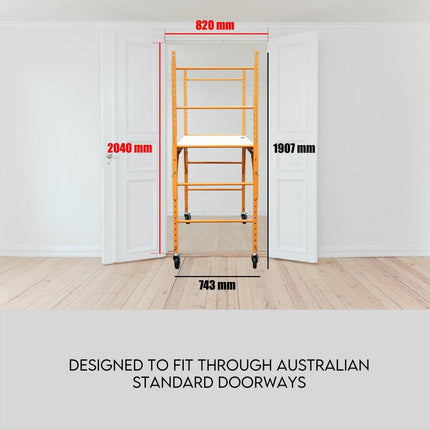 450kg Mobile Scaffold Ladder Scaffolding Platform Portable Ladder Work Safety.