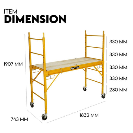 450kg Mobile Scaffold Ladder Scaffolding Platform Portable Ladder Work Safety.