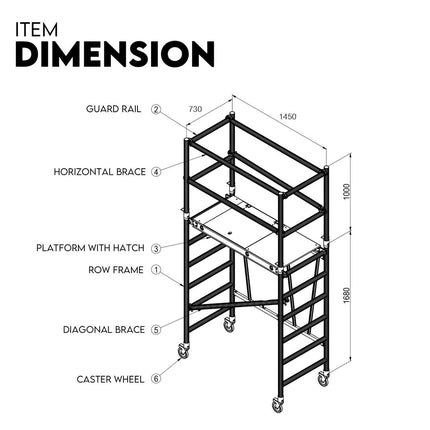 3M Mobile Scaffold Aluminium 225KG Capacity Portable Safety Platform.