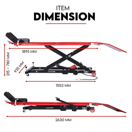 Motorcycle Lift 500kg Table Hydraulic Air Bike Jack Mechanic Stand Hoist Lifter.