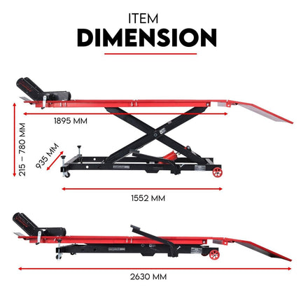 Motorcycle Lift Table Hydraulic 500kg Bike Jack Mechanic Stand Hoist Lifter.