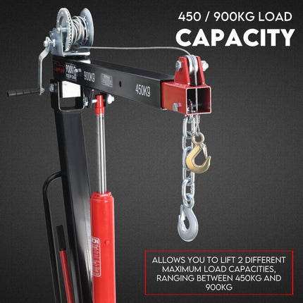 900kg Swivel Hydraulic Crane Hoist Jack UTE Trailer Truck Winch Pick up Lift.