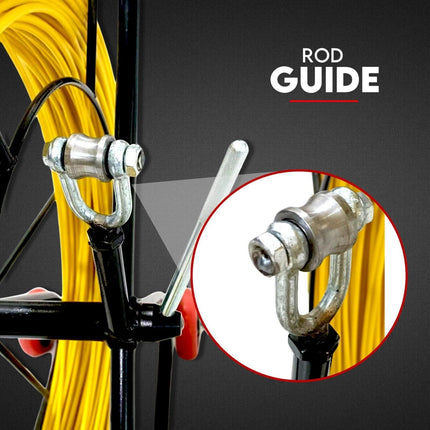 120M×6MM Fish Tape Puller Fiberglass Wire Cable Running Duct Rodder with Wheels.
