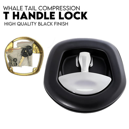 Whale Tail T Handle Lock Latch Compression Lock Trailer Toolbox Black Chrome.