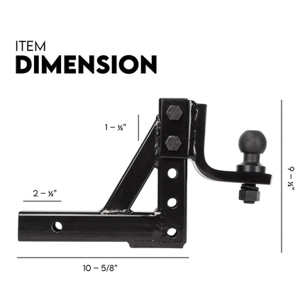 Towbar Adjustable Drop Tow Bar Ball Mount Tongue Hitch Trailer Car 3500KG 50mm.